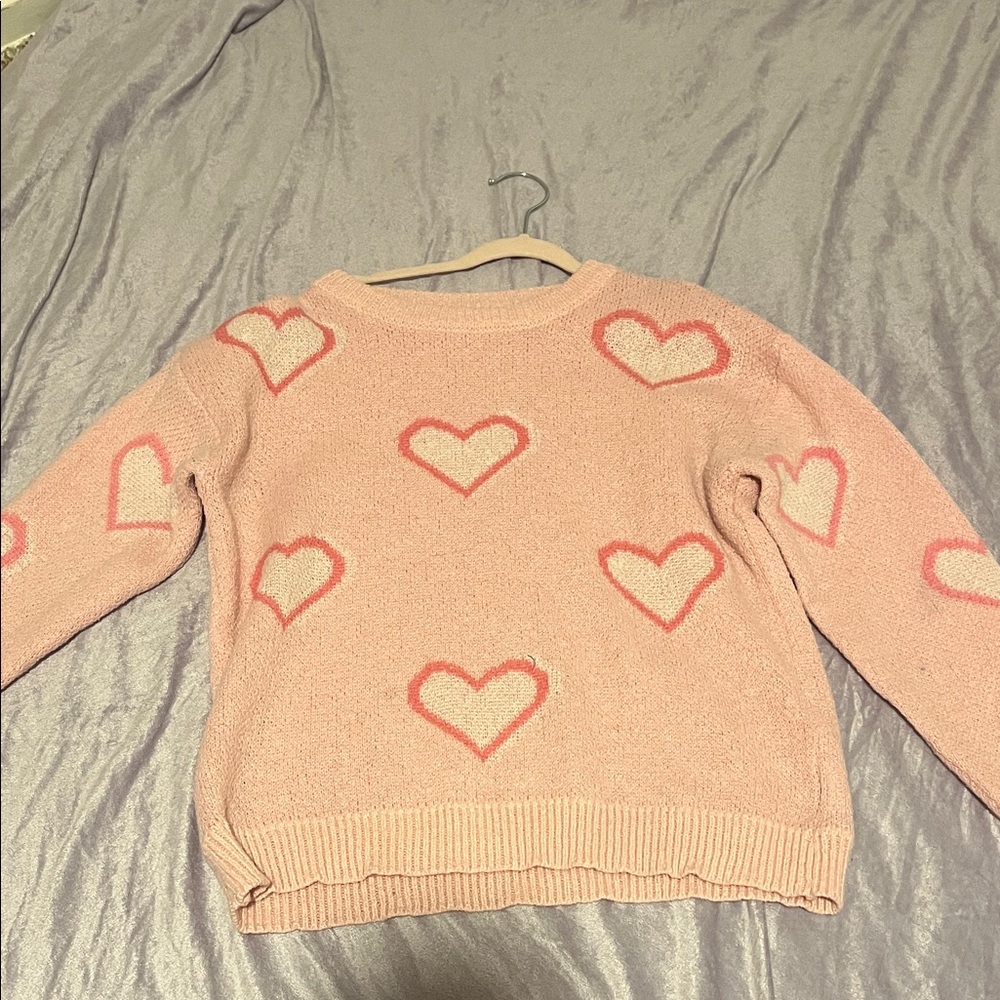 Pink Heart Pattern Sweater
